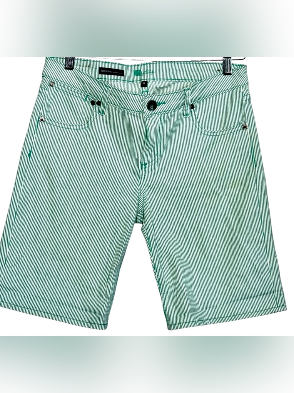 KUT from the Kloth Bermuda Shorts Green White Size 6 Stretch Preppy Coastal